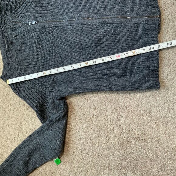 Banana Republic Grey Full-Zip Collarless Ribbed Knit Long Sleeve Sweater Size S - Picture 8 of 12